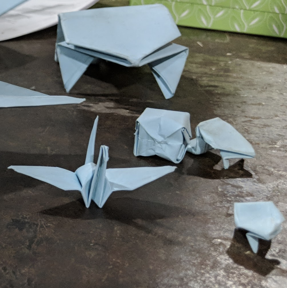 Some oragami that we did at work during Peak Seson